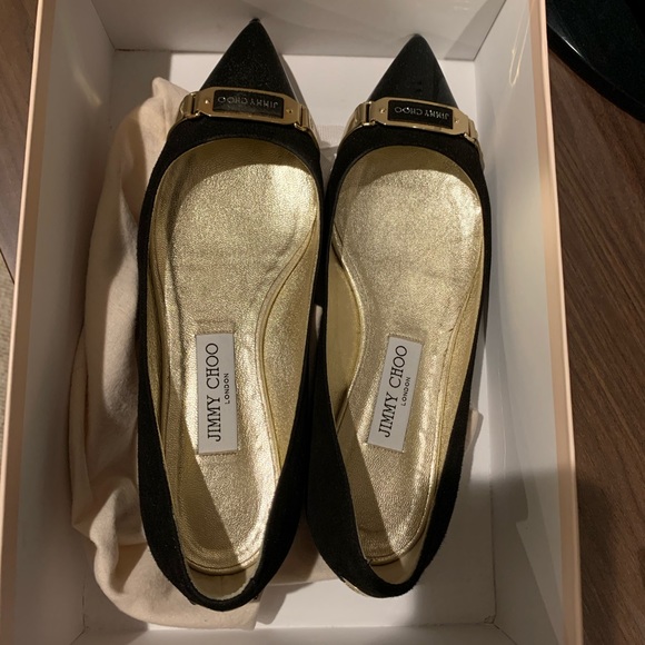 Jimmy Choo Shoes - Jimmy Choo suede patent black flats 38.5